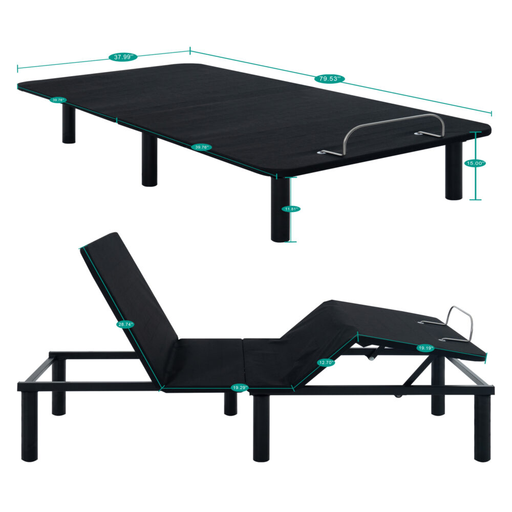15″ Height Electric Adjustable Bed Frame Base With Wireless Remote Control by HomeStock - 35