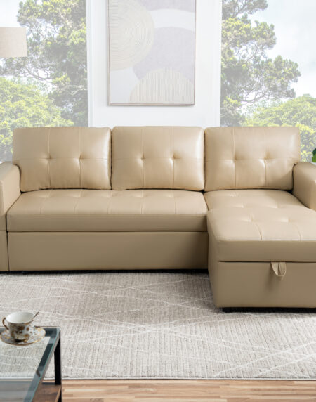 Reversible Sleeper Sectional Sofa with Storage Chaise by HomeStock - 7