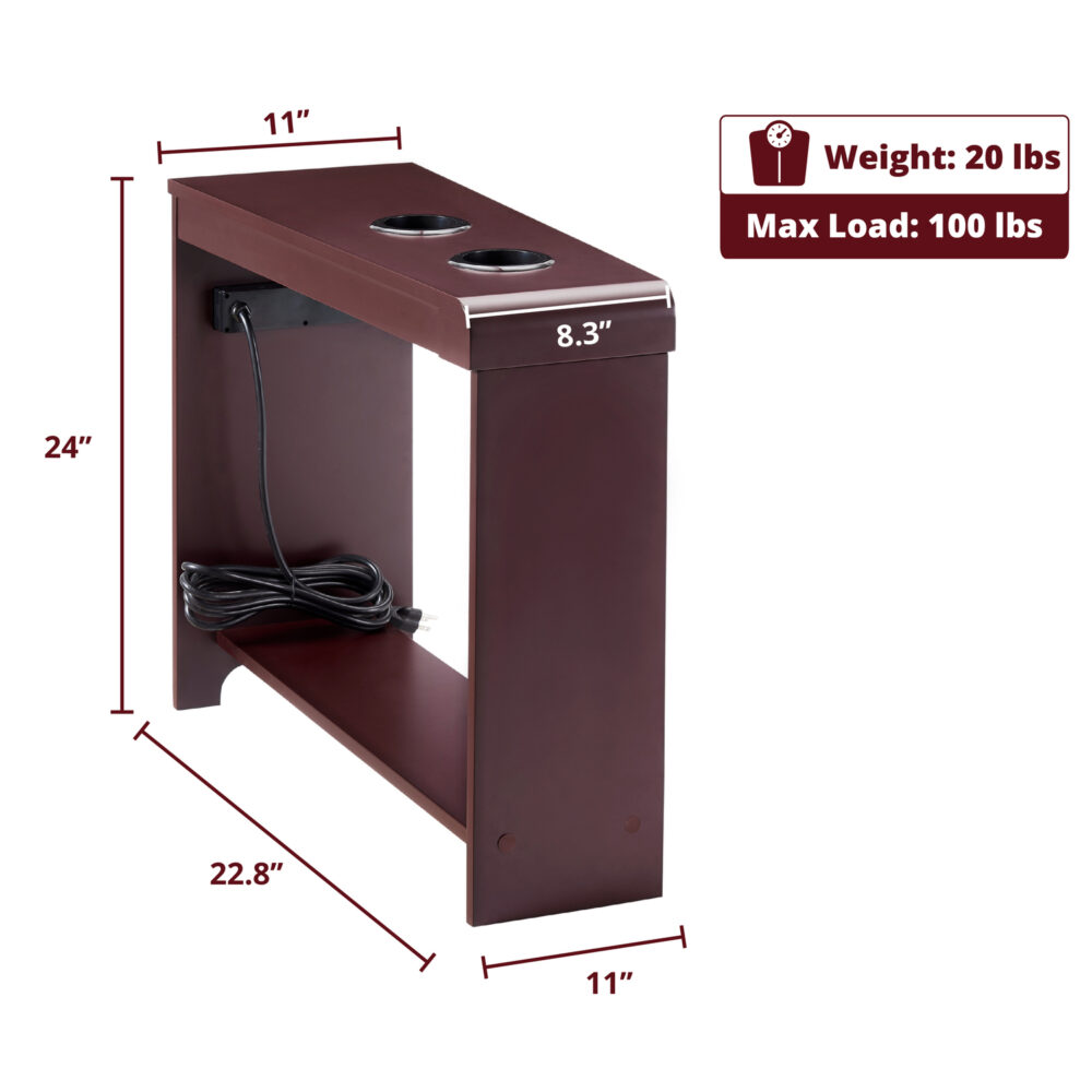 Chairside Table with USB Ports & Outlets by HomeStock - 28