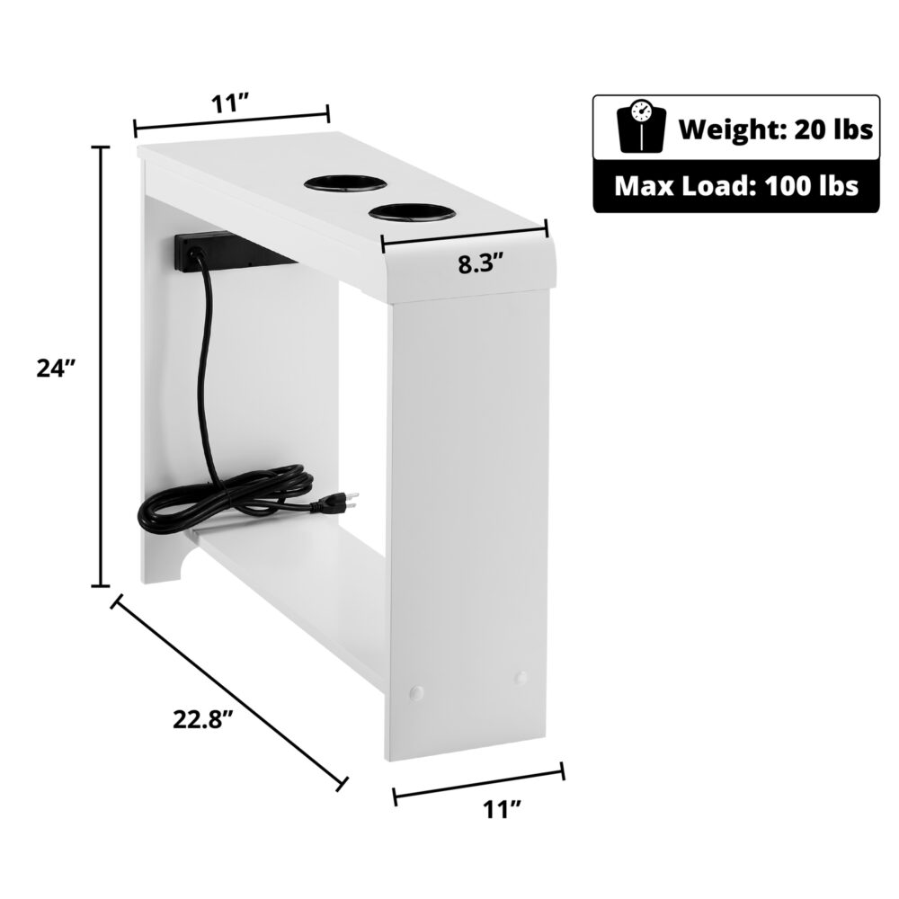 Chairside Table with USB Ports & Outlets by HomeStock - 29