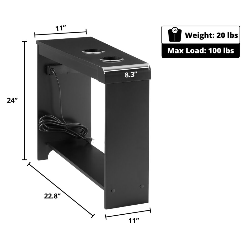 Chairside Table with USB Ports & Outlets by HomeStock - 30