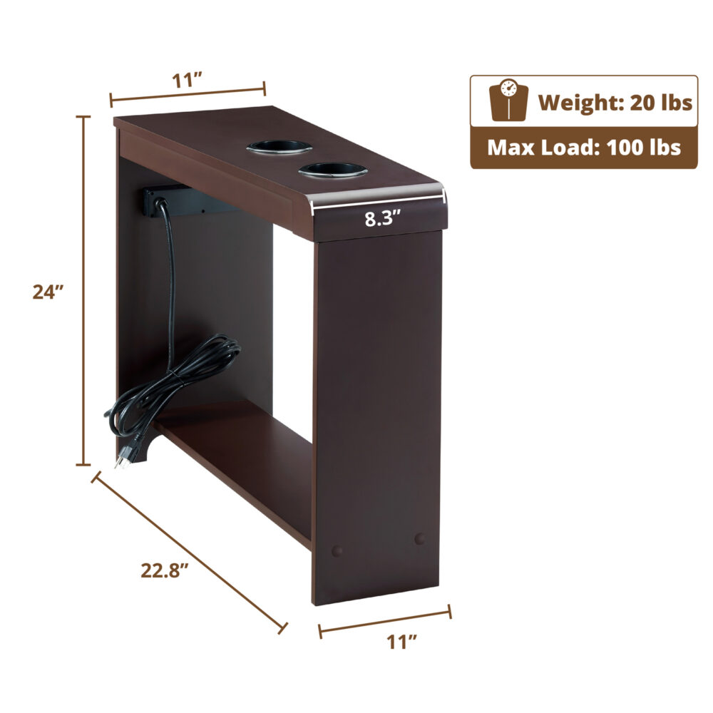 Chairside Table with USB Ports & Outlets by HomeStock - 31