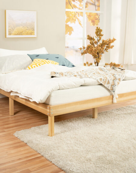 Home Stock 14 in. Natural Solid Wood Platform Bed with Wooden Slats - 9