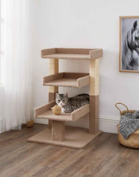 Home Stock Cat Tree for Large Cats, Cat Activity with Scratching Post, Cat Tower for Large Cats, 3 Level Cat Play Perch - 2