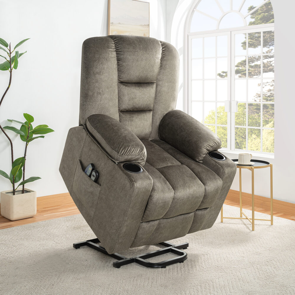 HomeStock Faux Leather Power Lift Recliner Chair with Footrest, Reclining Chair with Remote Control - 1