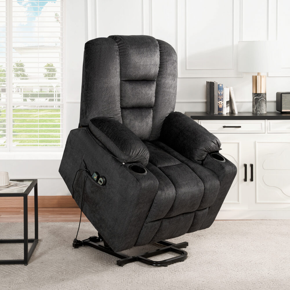 HomeStock Faux Leather Power Lift Recliner Chair with Footrest, Reclining Chair with Remote Control - 2