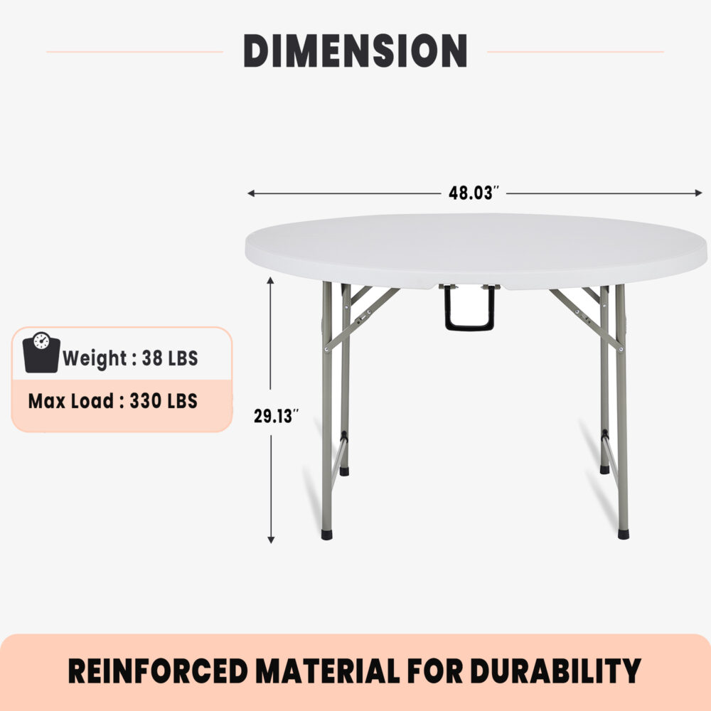 60″ Round Outdoor Folding Table - 3