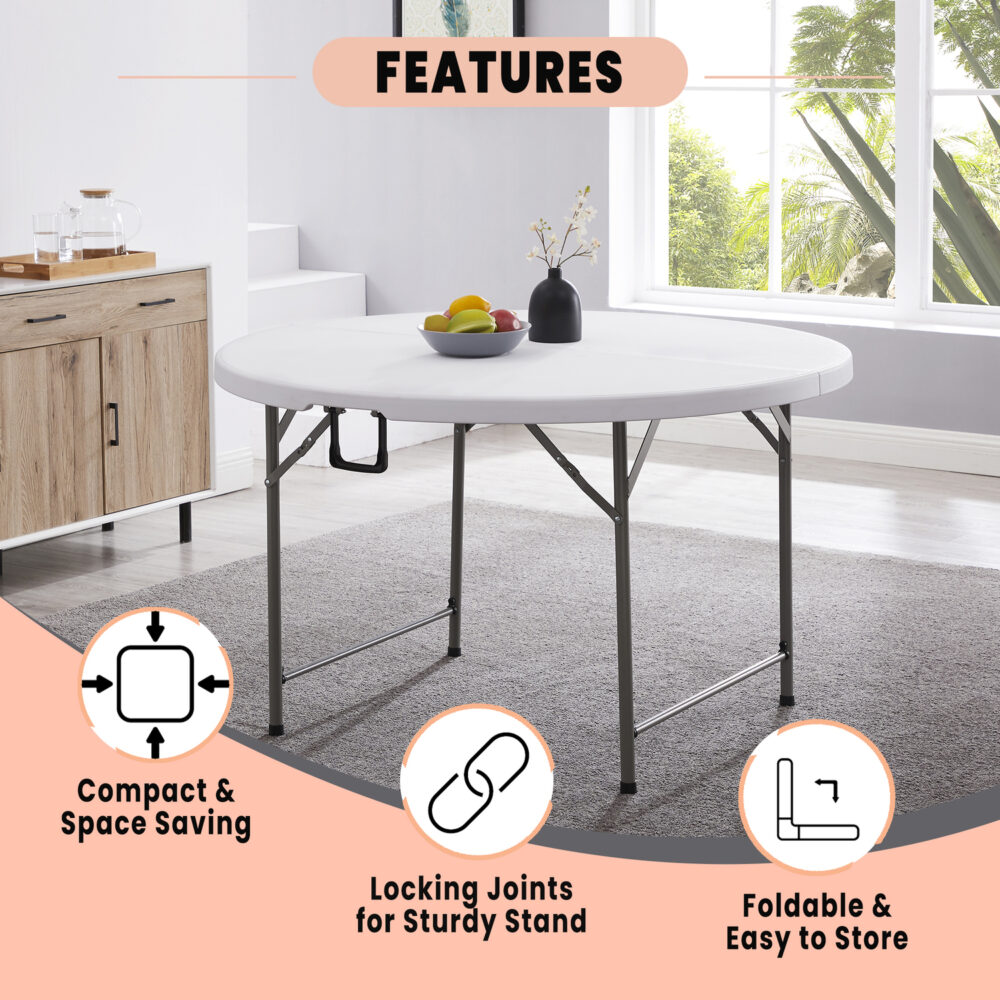 60″ Round Outdoor Folding Table - 4
