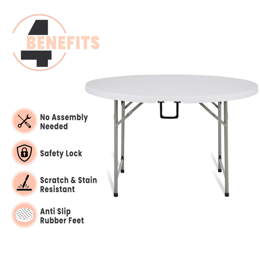 60″ Round Outdoor Folding Table - 5