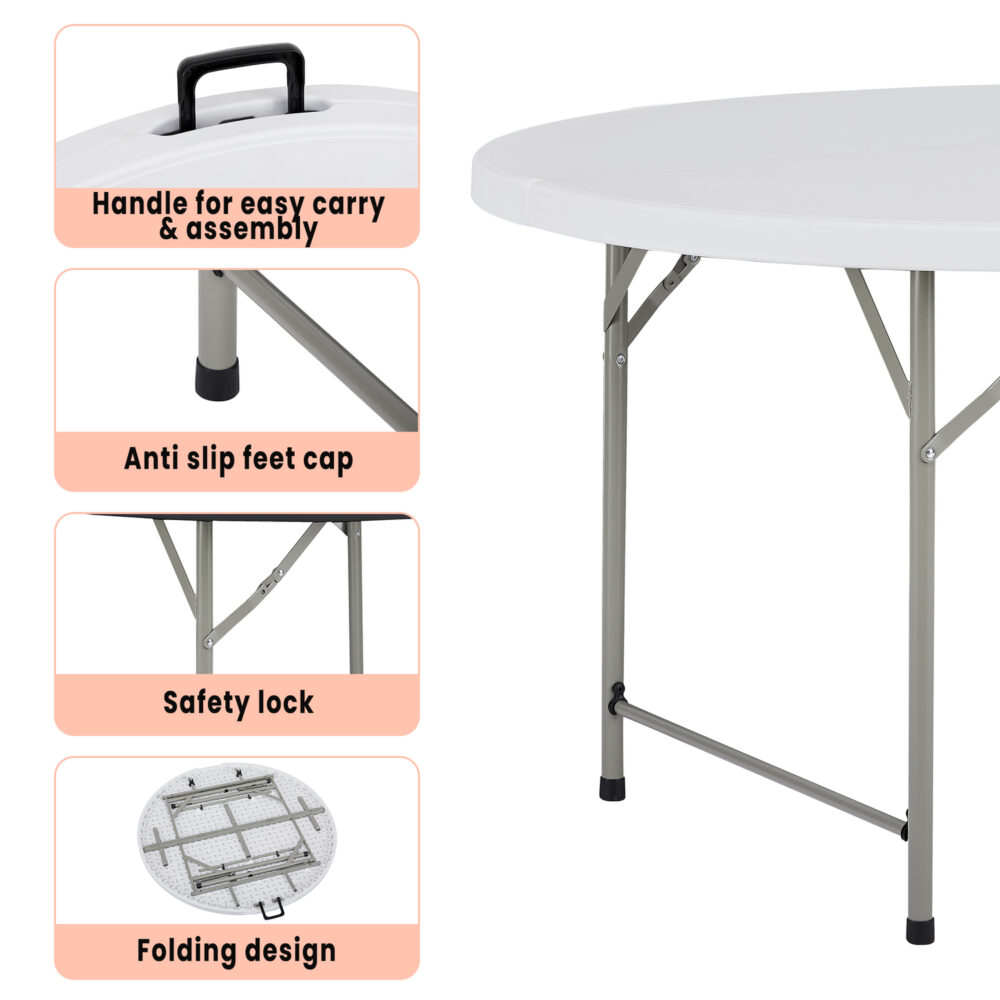 60″ Round Outdoor Folding Table - 6