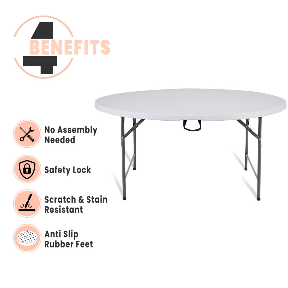 60″ Round Outdoor Folding Table - 8