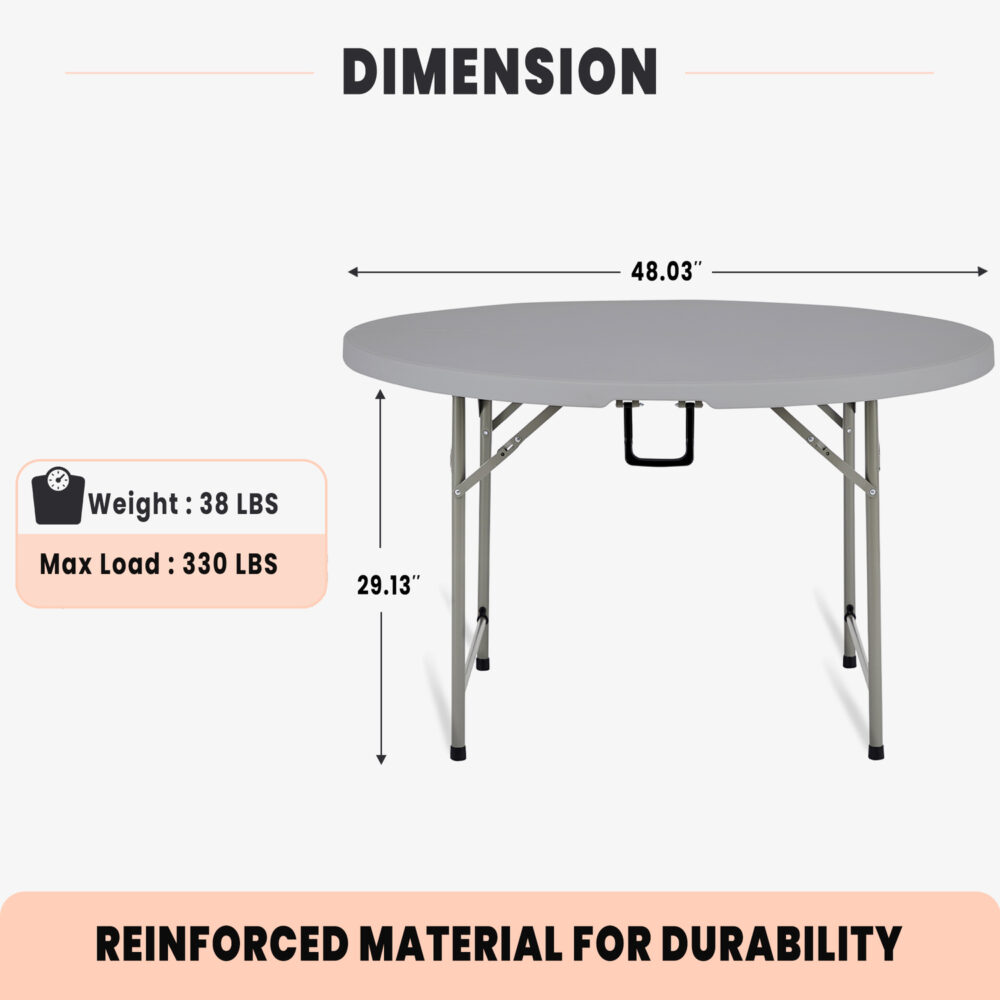 60″ Round Outdoor Folding Table - 13