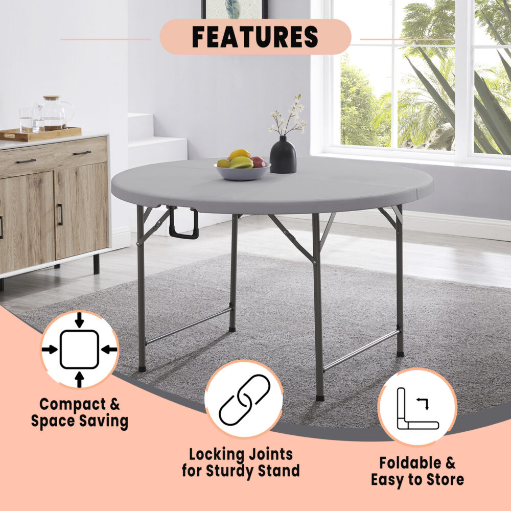 60″ Round Outdoor Folding Table - 14