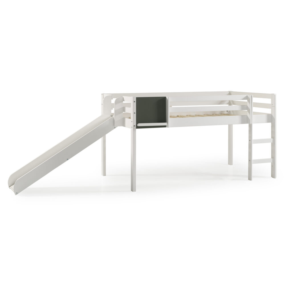 Twin Size Loft Bed with Slide and Ladder, Kids Low Loft Bed by HomeStock - 6