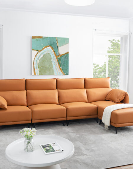 Sectional Sofa Pet Friendly Easy to Clean Oversized L Shaped Sofa with Ottoman High Back