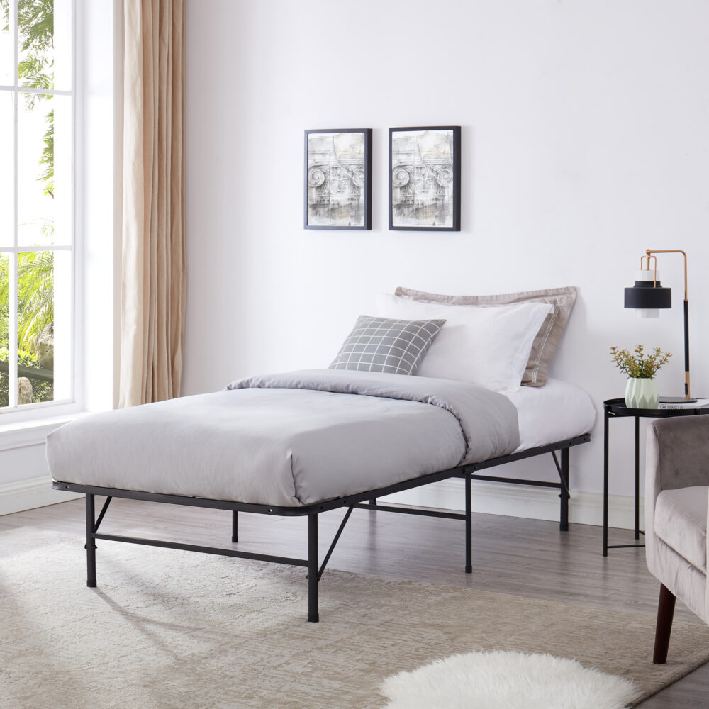 14″ Foldable Metal Platform Bed Frame by HomeStock - 1