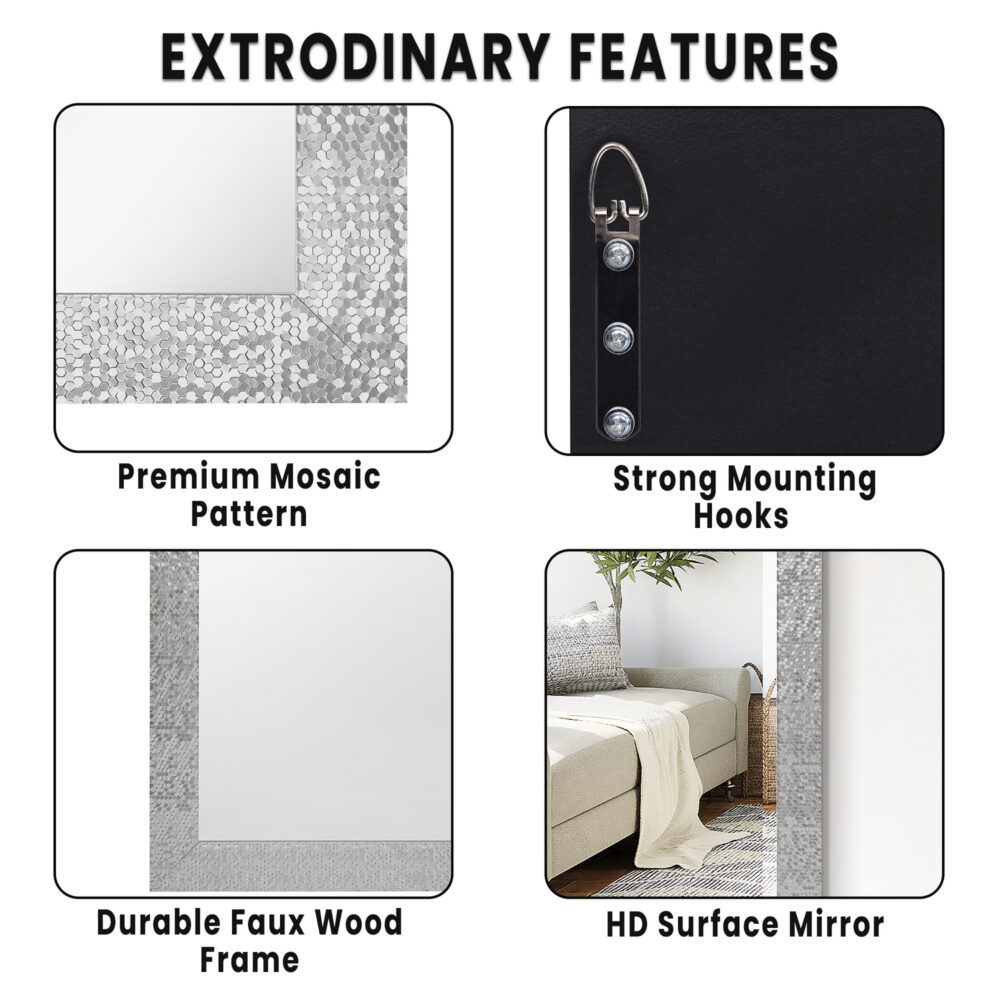 Mosaic Frame Tall Floor Mirror by HomeStock - 6
