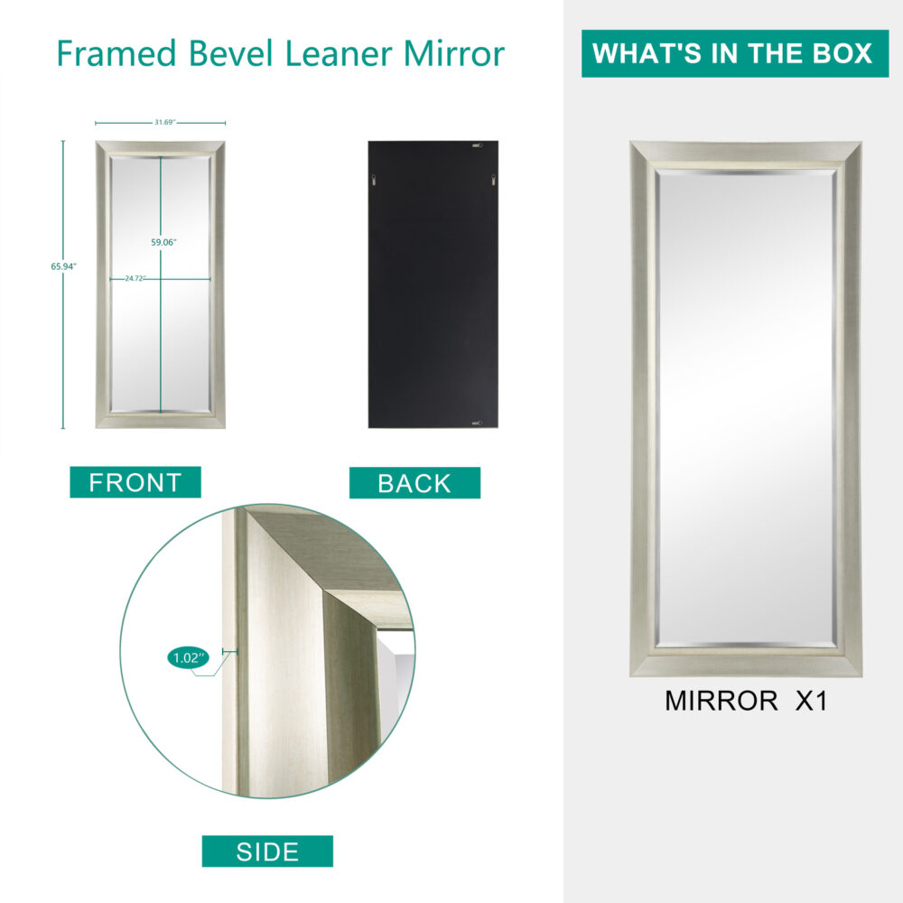 HomeStock Elegant Beveled Leaner Floor Mirror - 9
