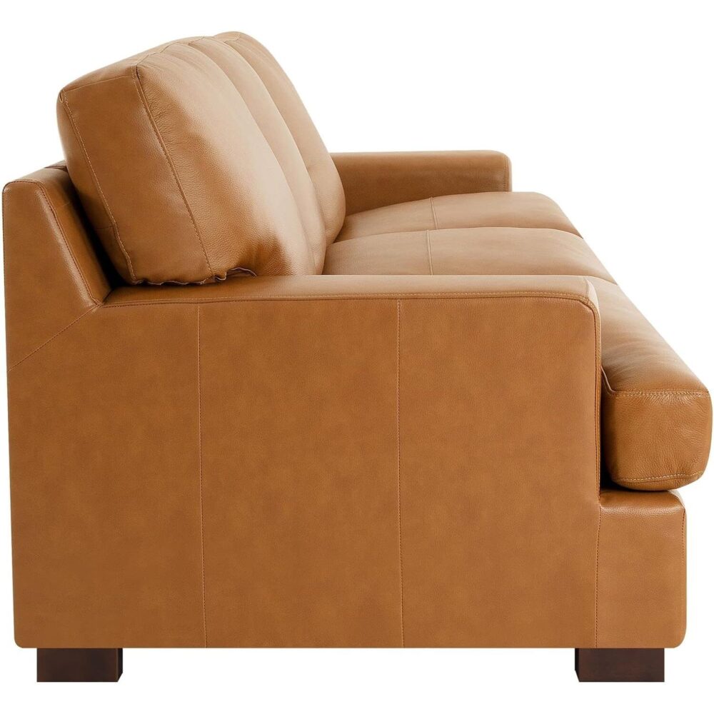 Upholstered Genuine Leather Sofa - 2