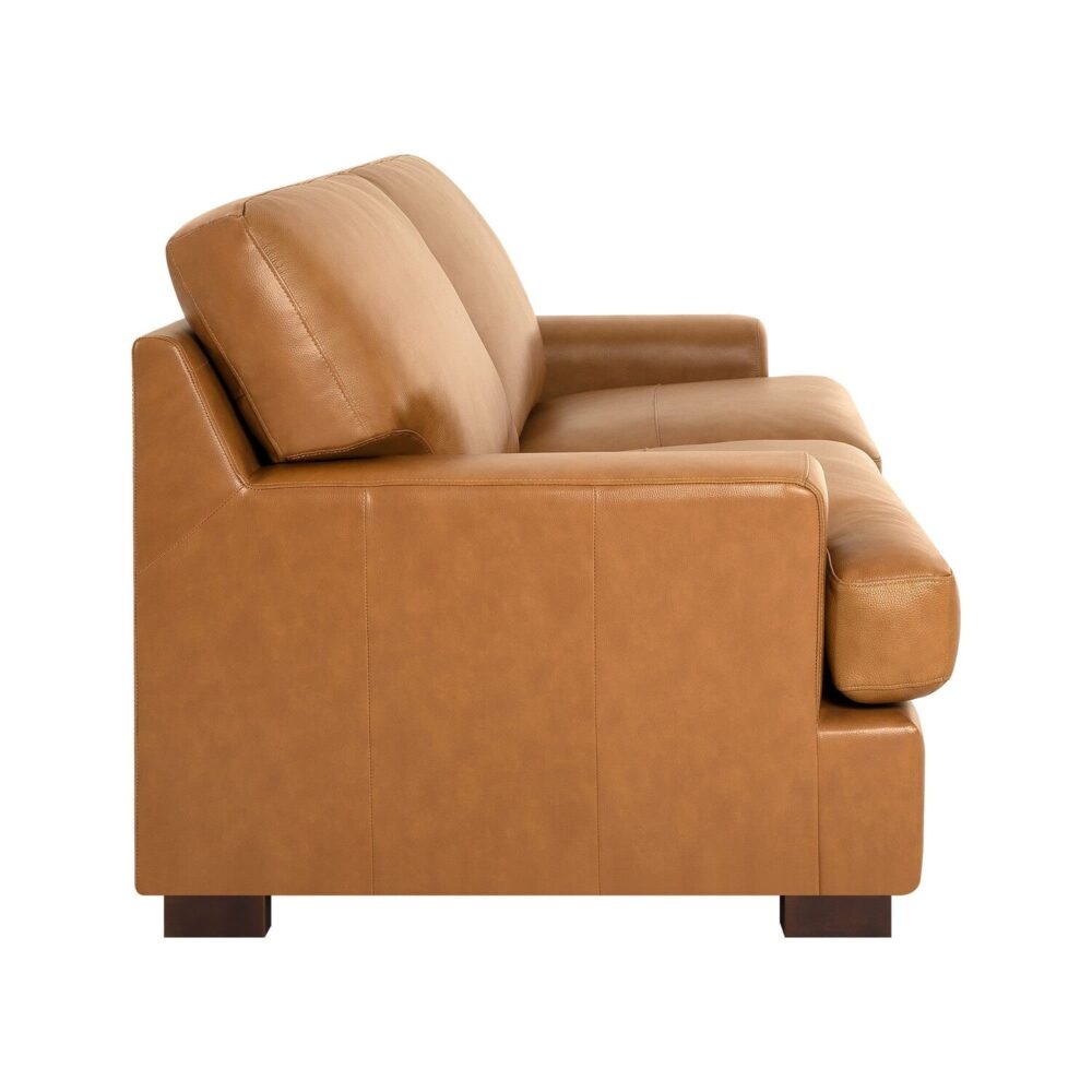 Upholstered Genuine Leather Loveseat - 2