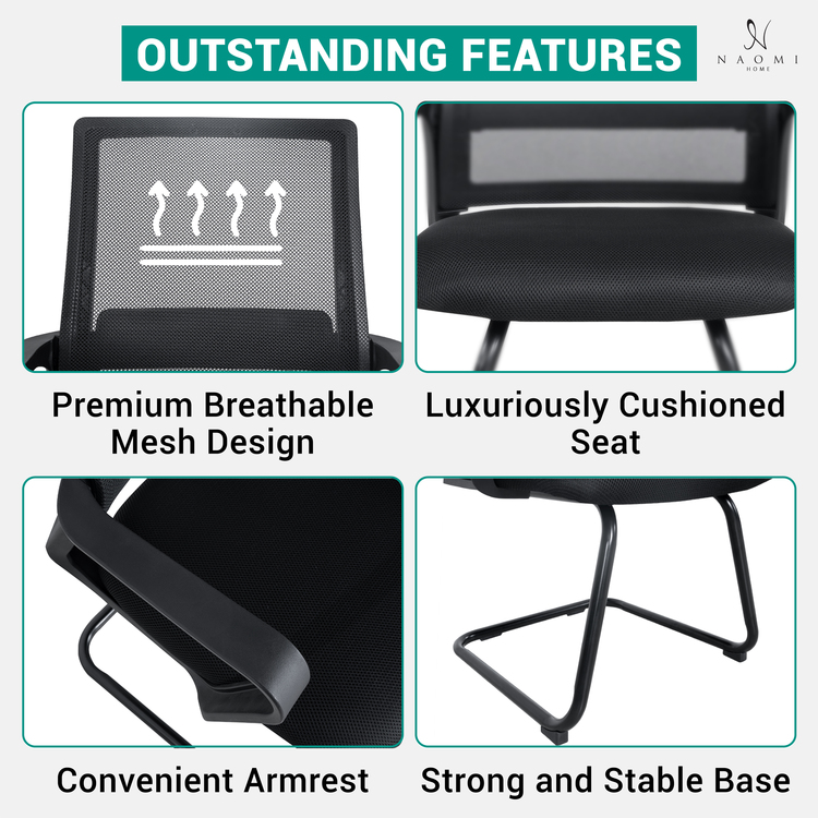 Ergonomic Mesh Office Guest Chair ? Breathable Reception Chair for Waiting Rooms, Medical Clinics ; Conference Areas - 3