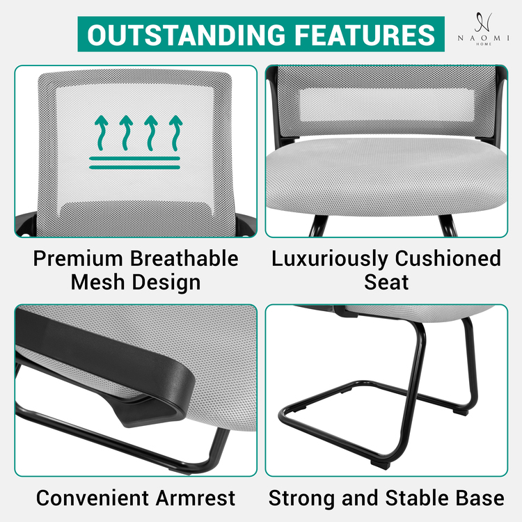 Ergonomic Mesh Office Guest Chair ? Breathable Reception Chair for Waiting Rooms, Medical Clinics ; Conference Areas - 21