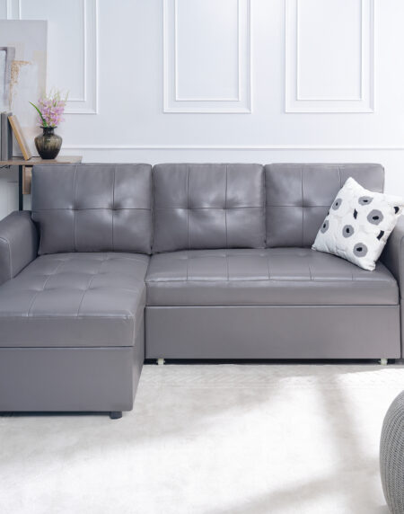 Reversible Sleeper Sectional Sofa with Storage Chaise by HomeStock