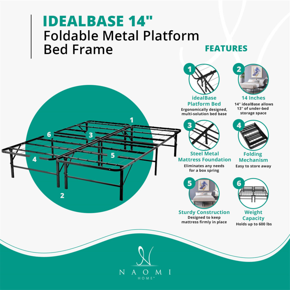 14″ Foldable Metal Platform Bed Frame by HomeStock - 29